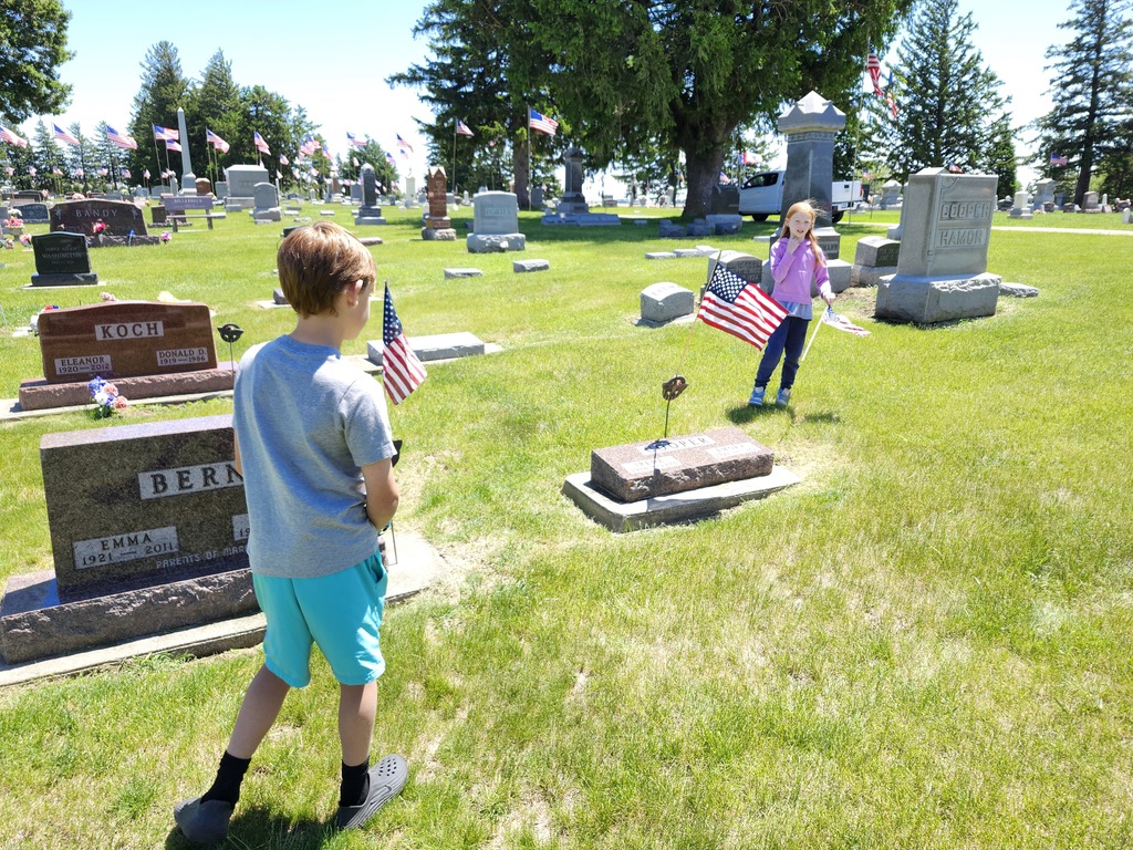 Placing a flag.