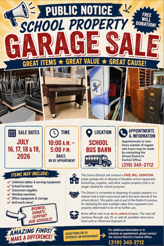 School Surplus Sale Flyer