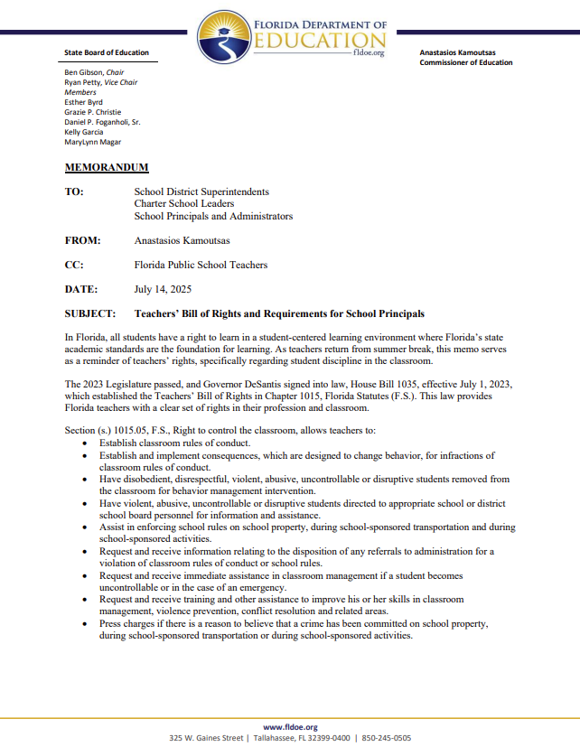 Teachers' Bill of Rights
