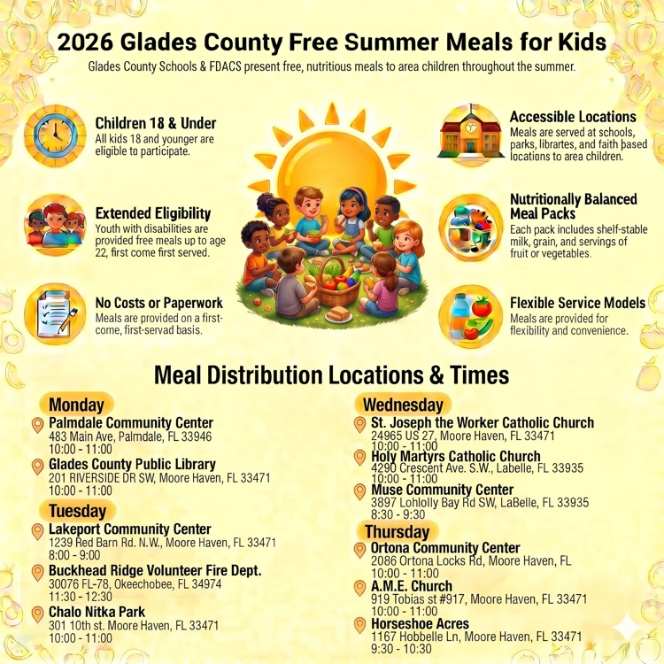2026 Glades County Free Summer Locations