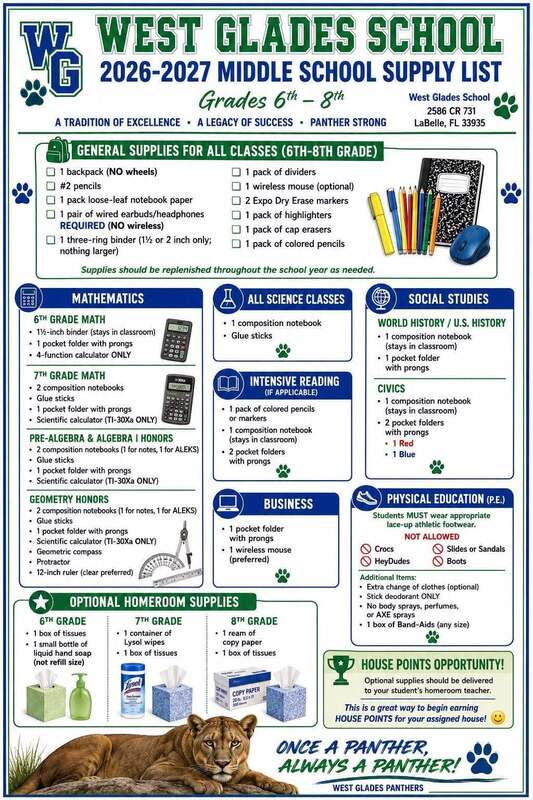 Middle School Supply List