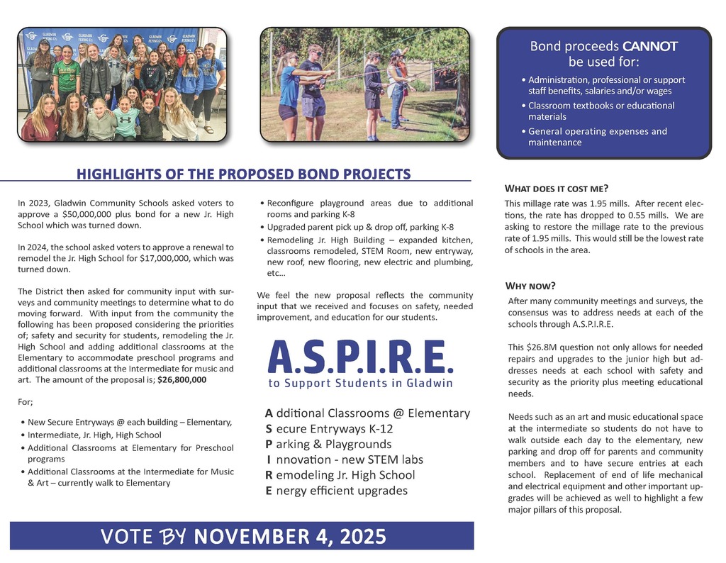 ASPIRE to Support Students of Gladwin by Voting