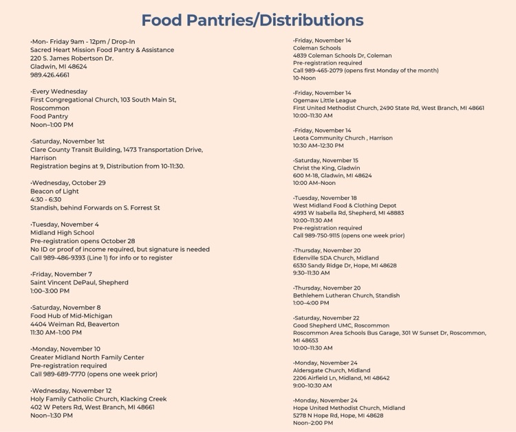 Food Pantries and Distributors