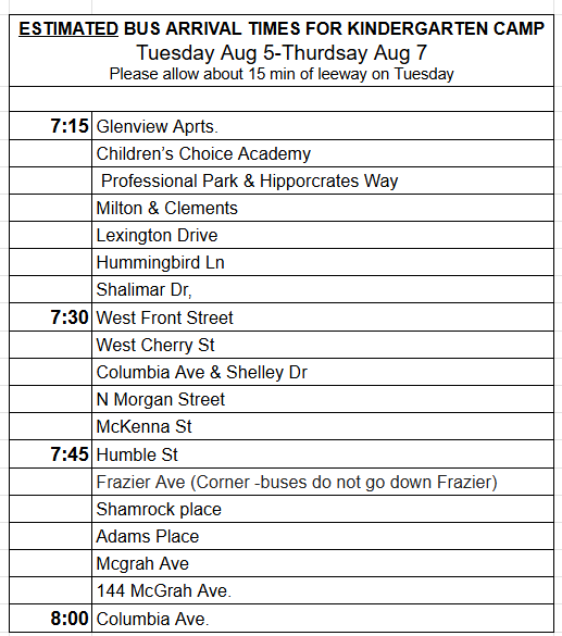 Bus Schedule!
