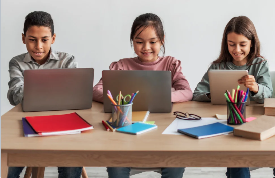 Students at computers