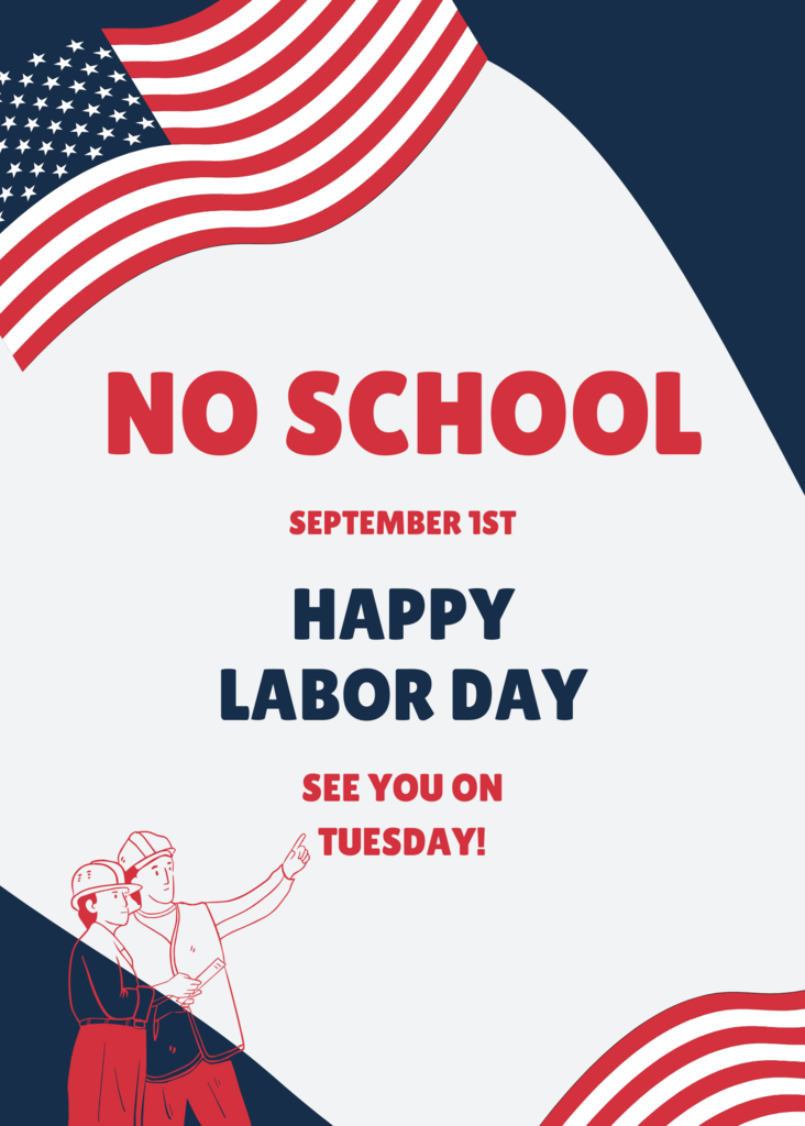 Blue and Red Simple Labor Day Poster