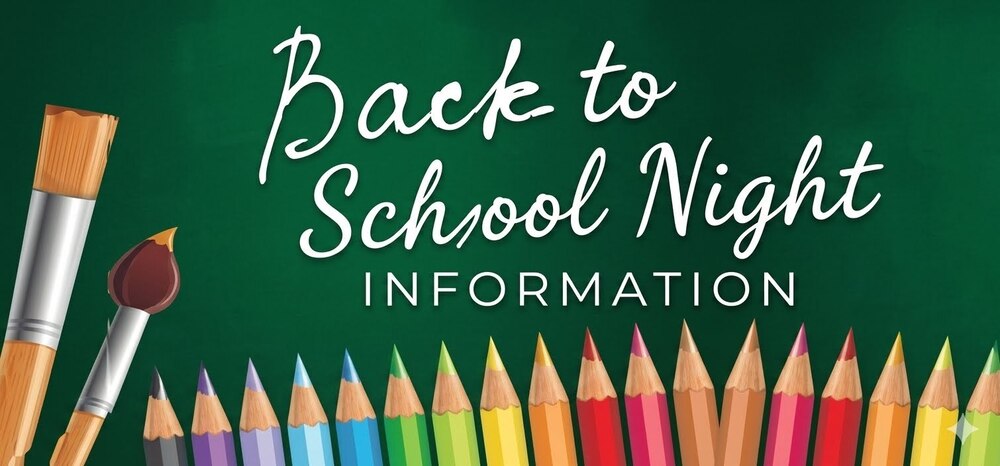 back to school night info with colored pencils