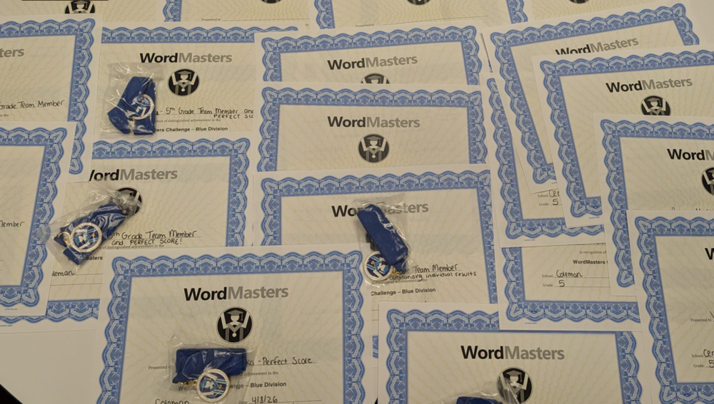 wordmasters certificates of highest honors and blue medals