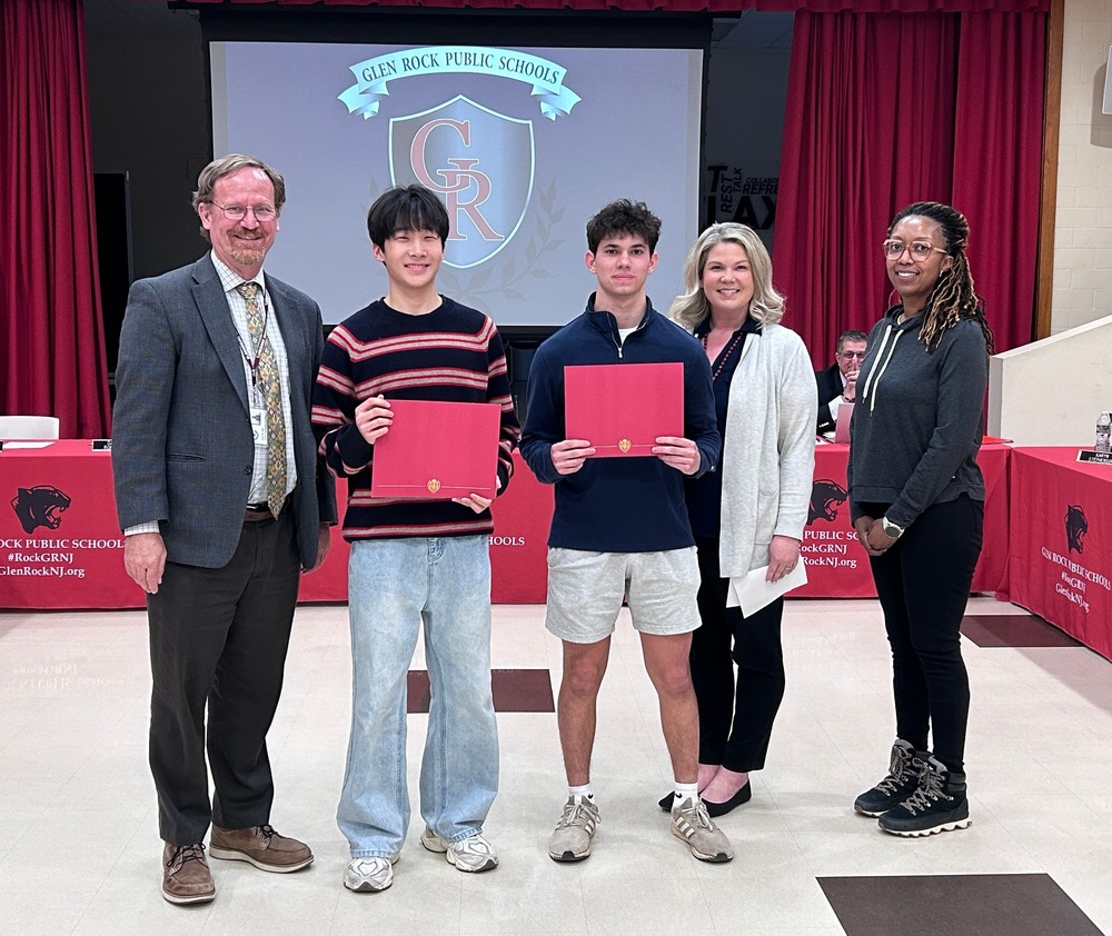 National Merit Finalists with Admin at BOE meeting