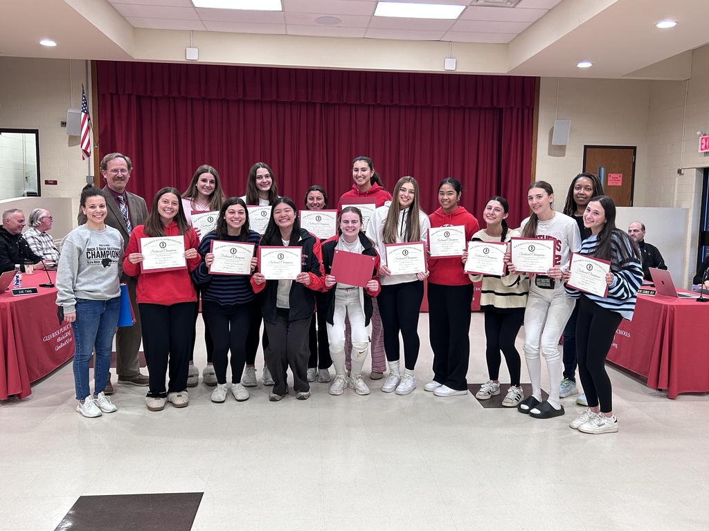 Girls basketball team with Greg Van Nest and Damali Robinson at 4/20/26 BOE meeting.