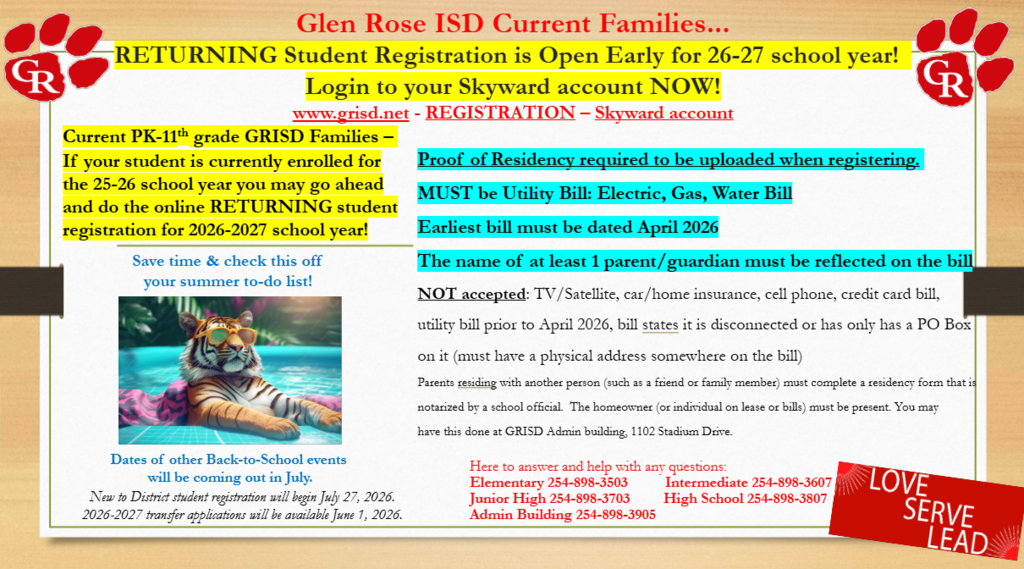GRISD Registration is open on Skyward! 