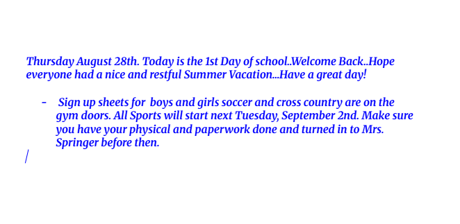 Announcements: August 28, 2025