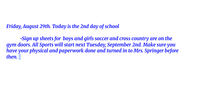 Announcements: August 29, 2025