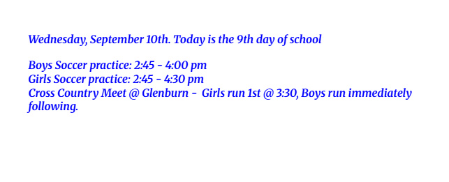 Announcements: September 10, 2025