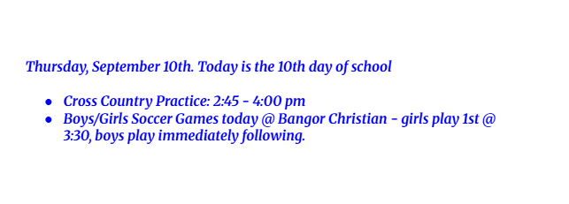 Announcements: September 11, 2025