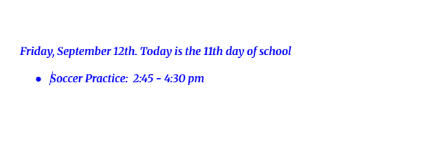 Announcements: September 12, 2025