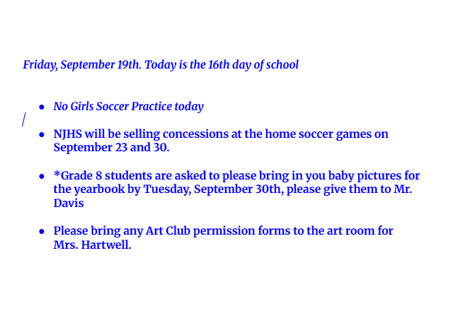 Announcements: September 19, 2025