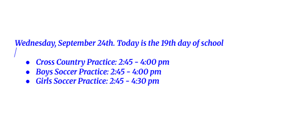 Announcements: September 24, 2025