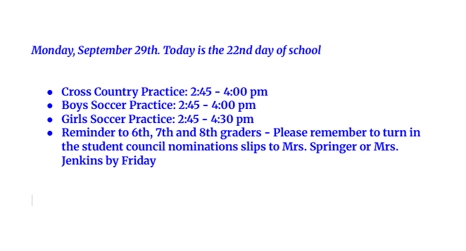 Announcements: September 29, 2025