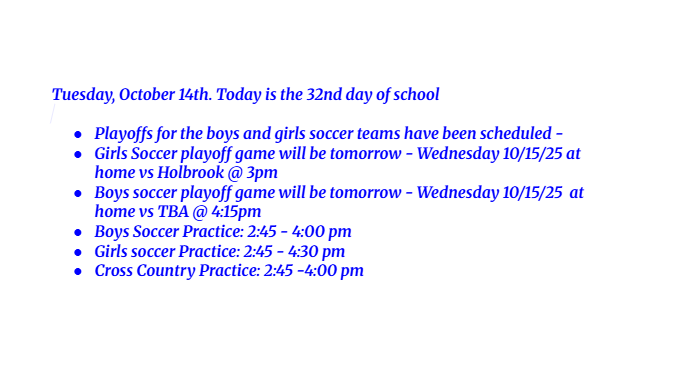 Announcements: October 14, 2025