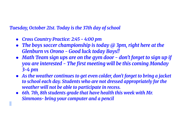 Announcements: October 21, 2025