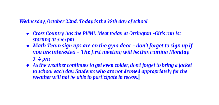 Announcements: October 22, 2025