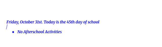 Announcements: October 31, 2025