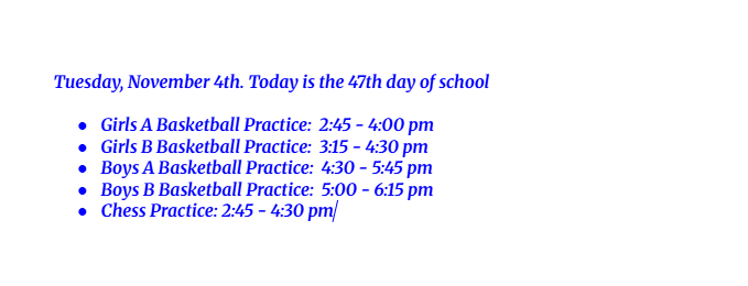 Announcements: November 4, 2025