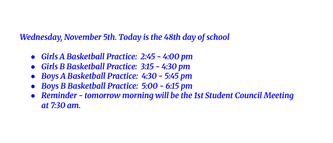 Announcements: November 5, 2025