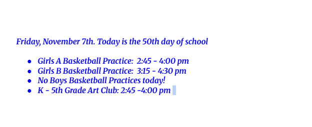 Announcements: November 7, 2025