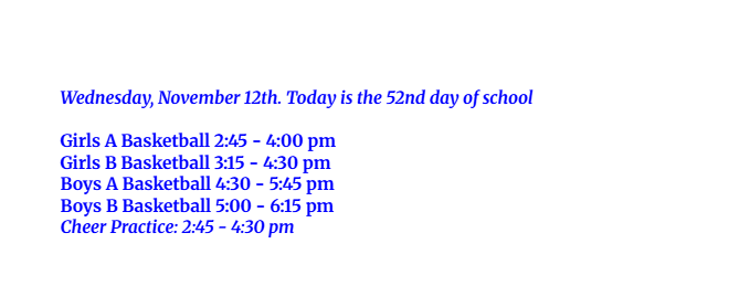 Announcements: November 12, 2025