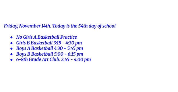 Announcements: November 14, 2025