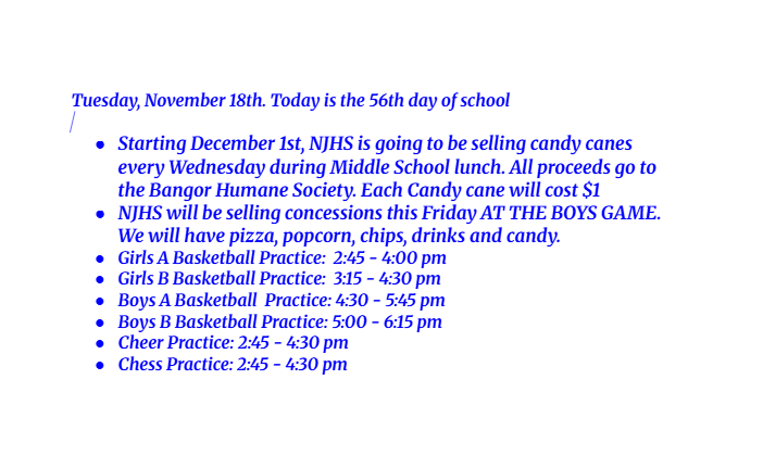 Announcements: November 18, 2025