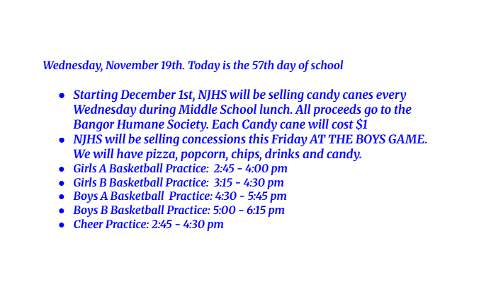 Announcements: November 19, 2025