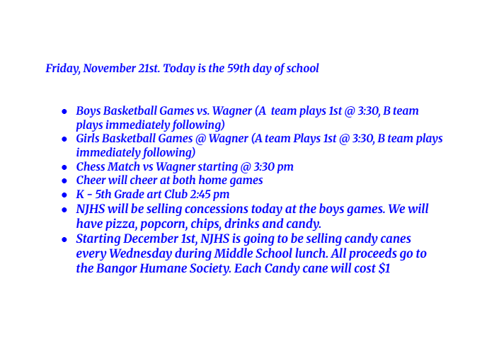 Announcements: November 21, 2025