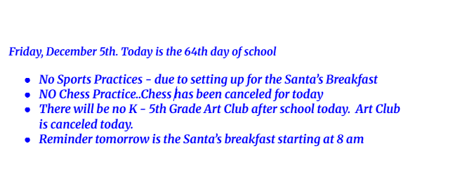 Announcements: December 5, 2025