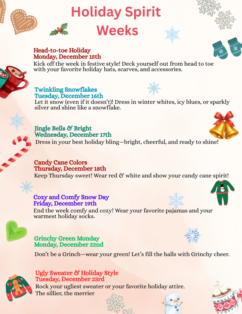 Holiday Spirit Weeks 2025