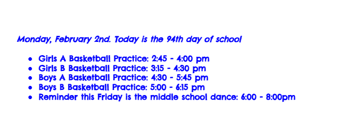 Announcements: February 2, 2026