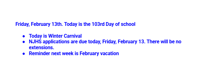 Announcements: February 13, 2026