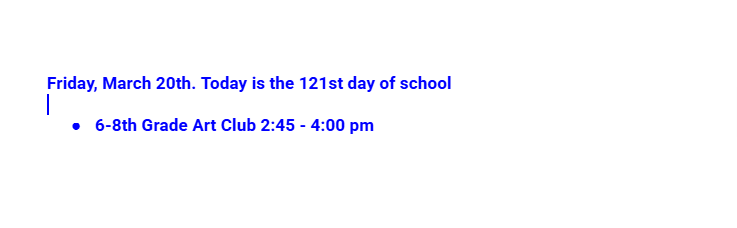 Announcements: March 20, 2026