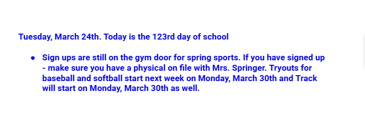 Announcements: March 24, 2026