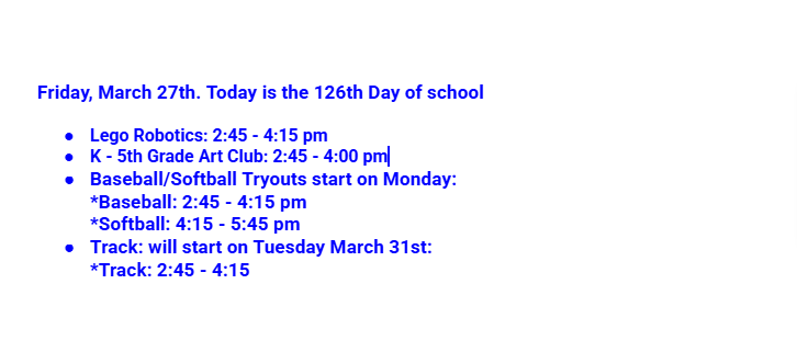 Announcements: March 27, 2026