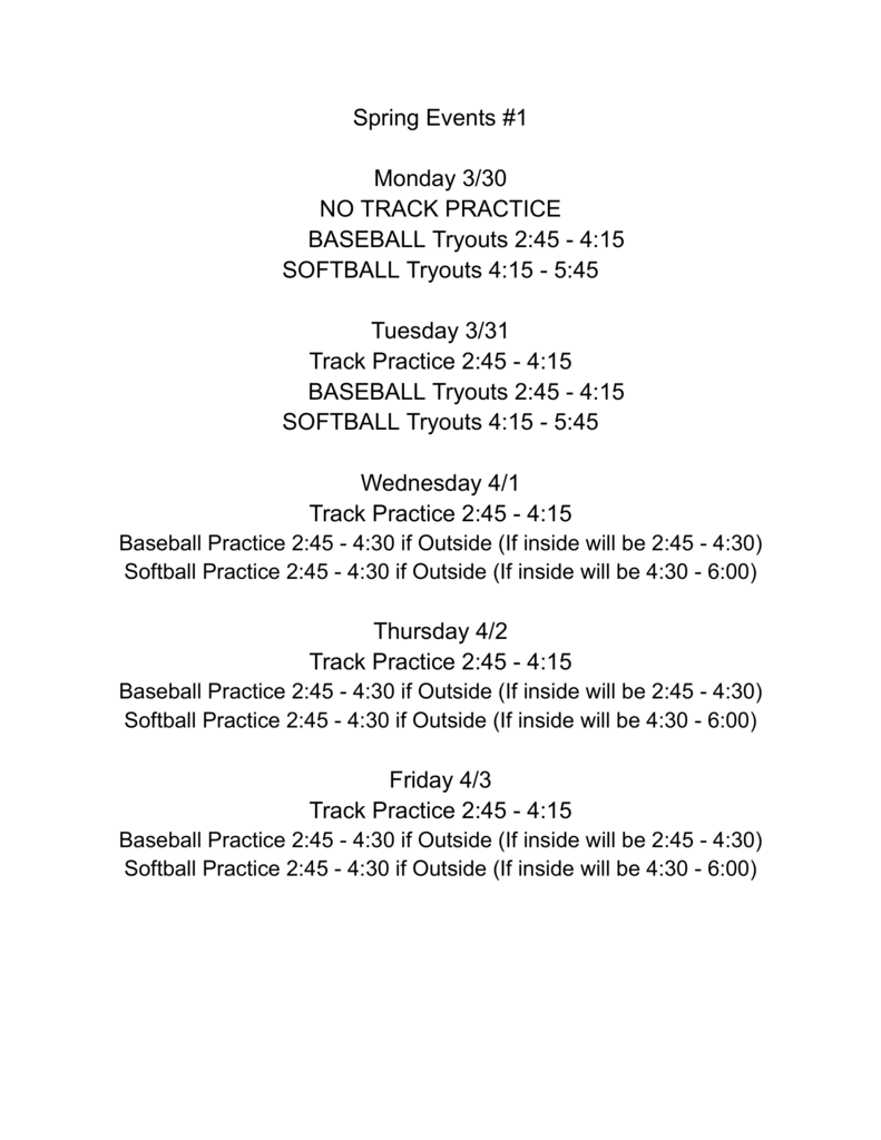 Spring Sports Week #1