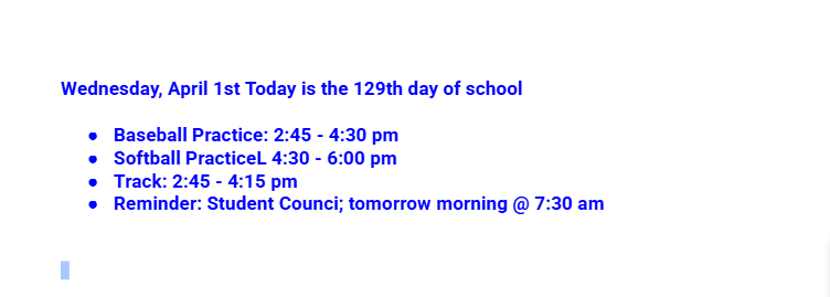 Announcements: April 1, 2026