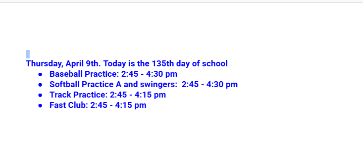 Announcements: April 9, 2026