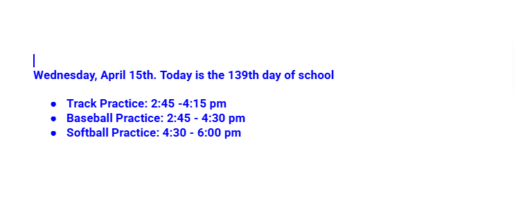 Announcements: April 15, 2026