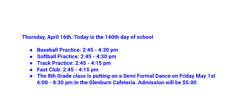 Announcements: April 16, 2026