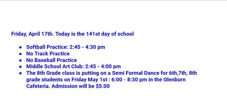 Announcements: April 17, 2026