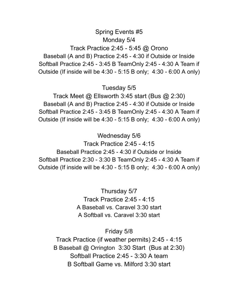 Spring Sports Week # 5