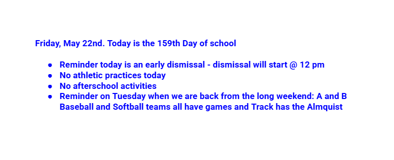 Announcements: May 22, 2026